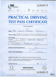 Dave Paskell's PCV License (click to enlarge)